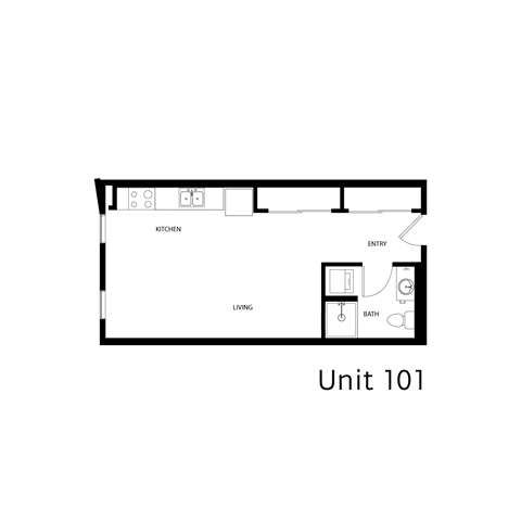 Floor plan for studio, 1 bath, 480 sqft